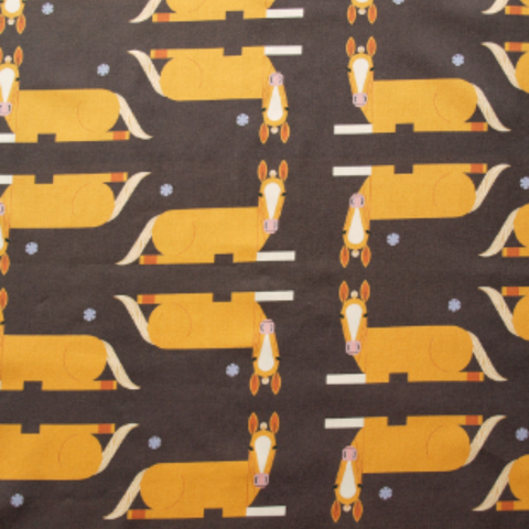 Charley Harper Best Friends - Poplin-44/45" | Resting Horse Brown Poplin